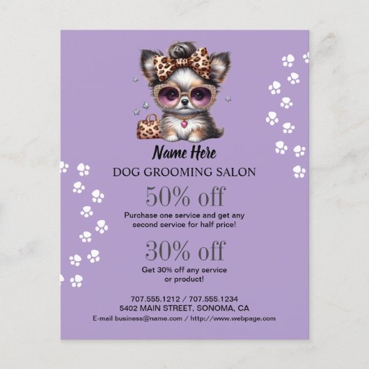 Dog grooming business personalized flyer (Voorkant)
