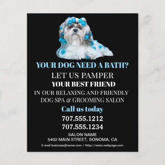 Dog grooming business personalized flyer (Voorkant)