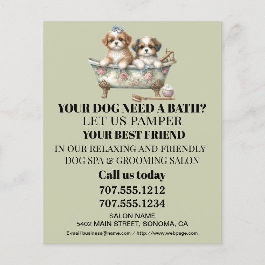 Dog grooming business personalized flyer (Voorkant)