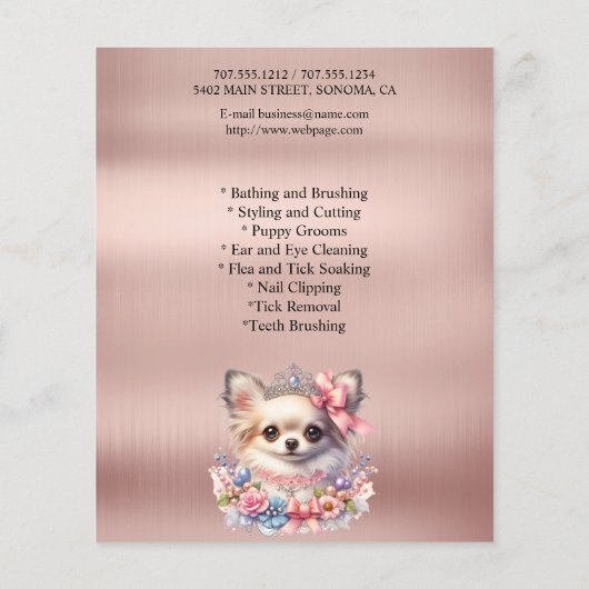 Dog grooming business personalized flyer (Achterkant)