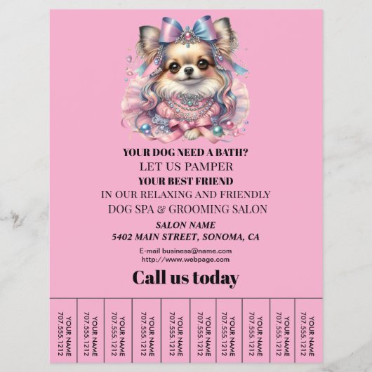 Dog grooming business personalized flyer (Voorkant)