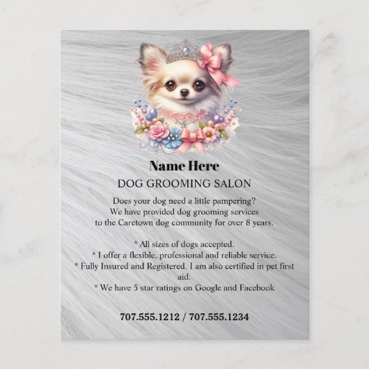 Dog grooming business personalized flyer (Voorkant)