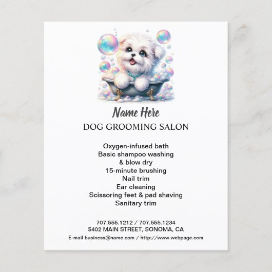 Dog grooming business personalized flyer (Voorkant)