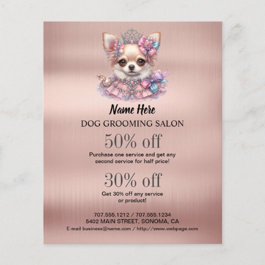 Dog grooming business personalized flyer (Voorkant)