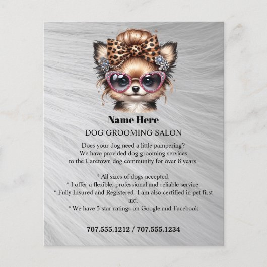 Dog grooming business personalized flyer (Voorkant)