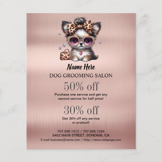Dog grooming business personalized flyer (Voorkant)