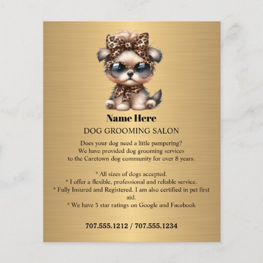 Dog grooming business personalized flyer (Voorkant)
