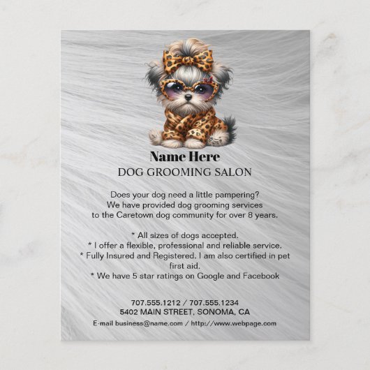 Dog grooming business personalized flyer (Voorkant)