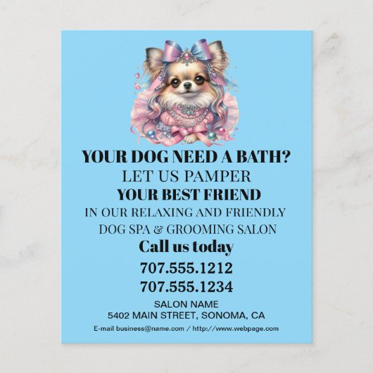Dog grooming business personalized flyer (Voorkant)