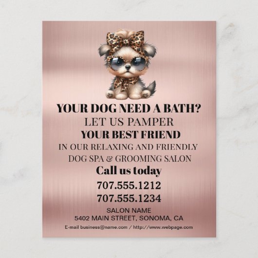 Dog grooming business personalized flyer (Voorkant)