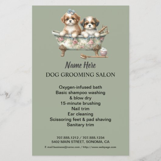 Dog grooming business personalized flyer (Voorkant)