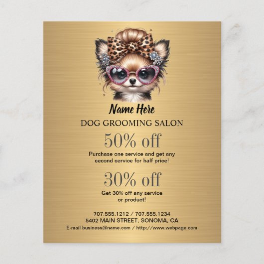 Dog grooming business personalized flyer (Voorkant)