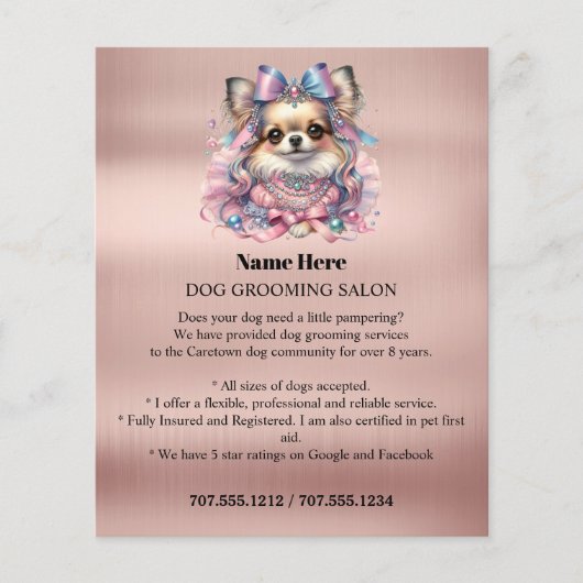 Dog grooming business personalized flyer (Voorkant)