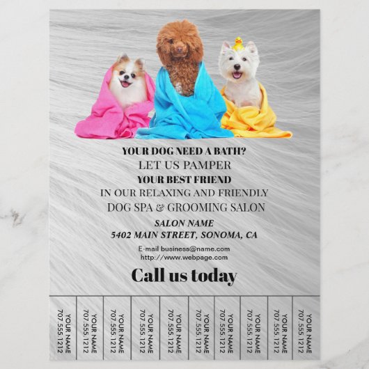 Dog grooming business personalized flyer (Voorkant)