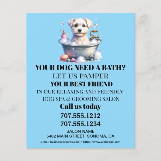 Dog grooming business personalized flyer (Voorkant)