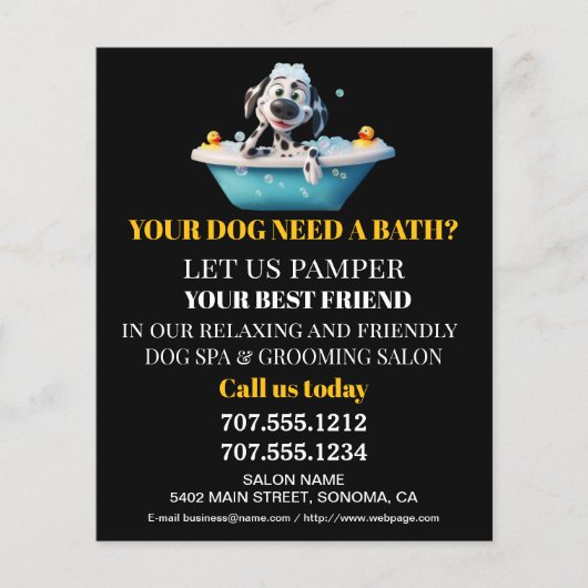 Dog grooming business personalized flyer (Voorkant)