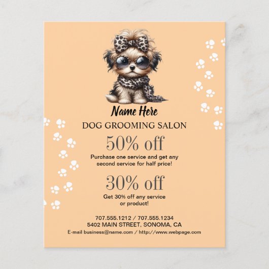 Dog grooming business personalized flyer (Voorkant)