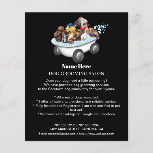 Dog grooming business personalized flyer (Voorkant)
