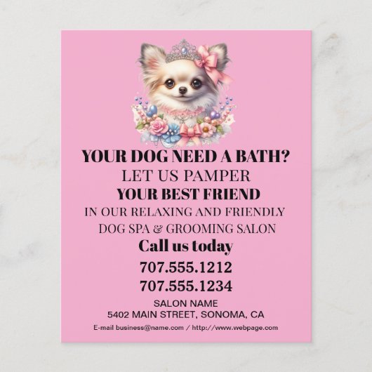 Dog grooming business personalized flyer (Voorkant)