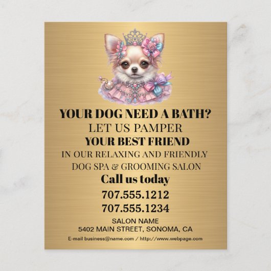 Dog grooming business personalized flyer (Voorkant)