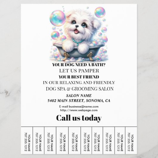 Dog grooming business personalized flyer (Voorkant)