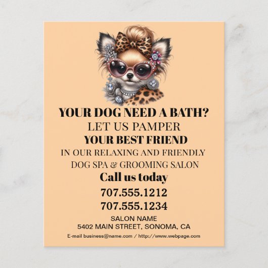 Dog grooming business personalized flyer (Voorkant)
