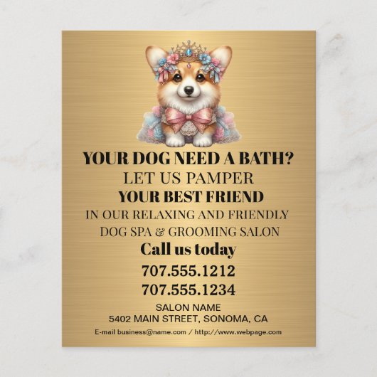 Dog grooming business personalized flyer (Voorkant)