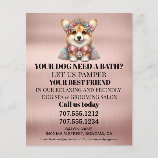 Dog grooming business personalized flyer (Voorkant)