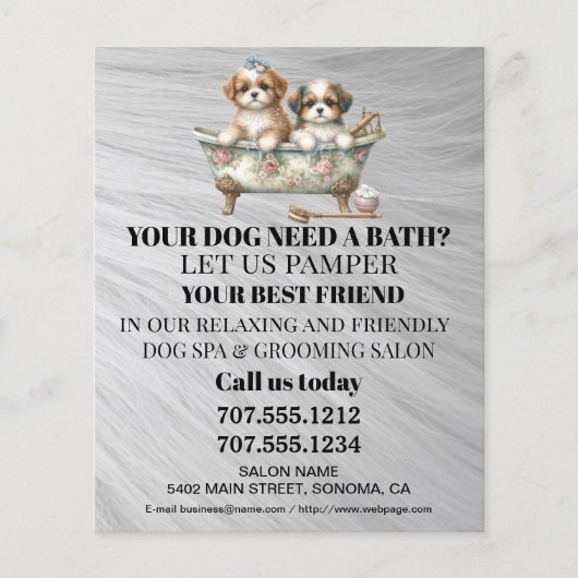 Dog grooming business personalized flyer (Voorkant)