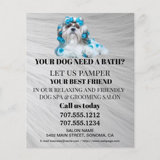 Dog grooming business personalized flyer (Voorkant)