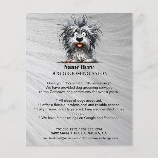 Dog grooming business personalized flyer (Voorkant)