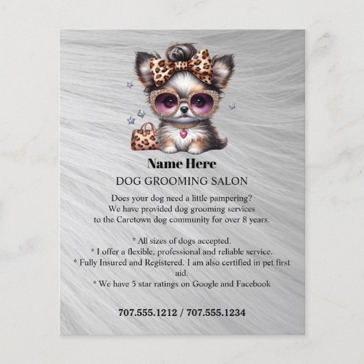 Dog grooming business personalized flyer (Voorkant)