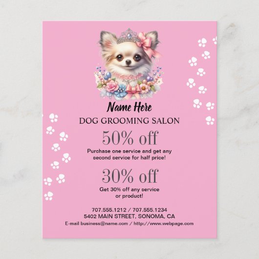 Dog grooming business personalized flyer (Voorkant)