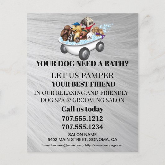 Dog grooming business personalized flyer (Voorkant)