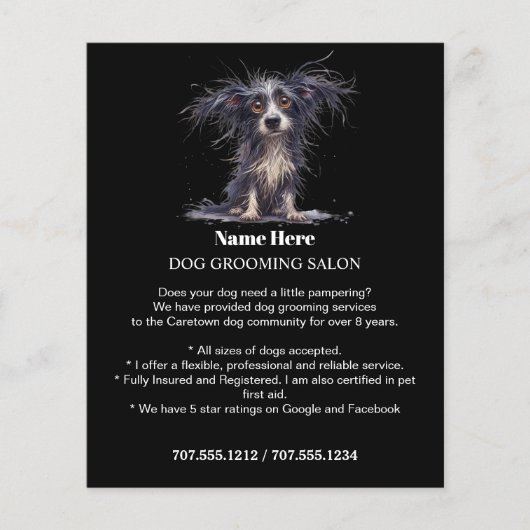 Dog grooming business personalized flyer (Voorkant)