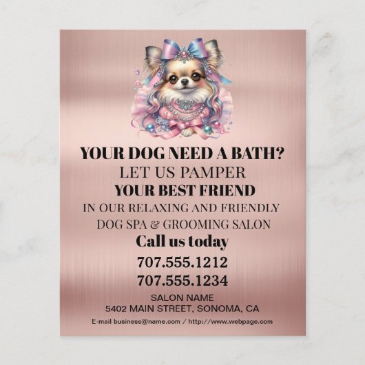 Dog grooming business personalized flyer (Voorkant)