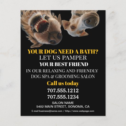 Dog grooming business personalized flyer (Voorkant)