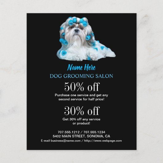 Dog grooming business personalized flyer (Voorkant)