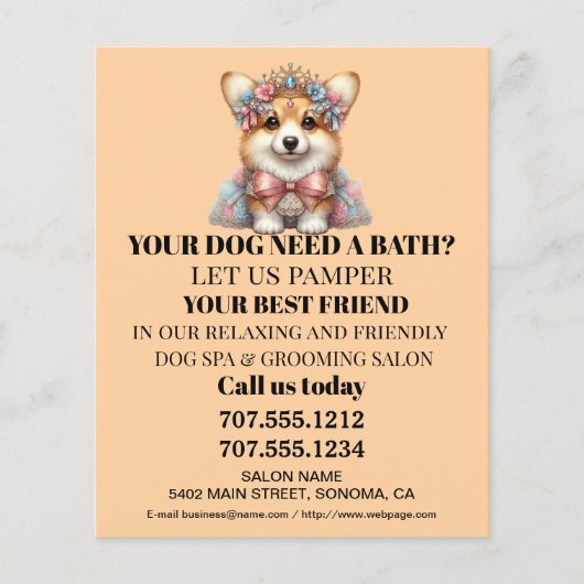 Dog grooming business personalized flyer (Voorkant)