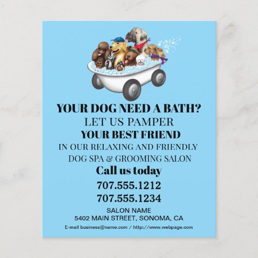 Dog grooming business personalized flyer (Voorkant)