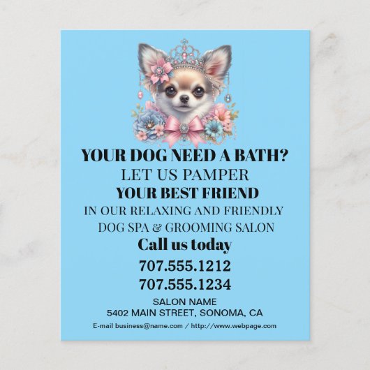 Dog grooming business personalized flyer (Voorkant)