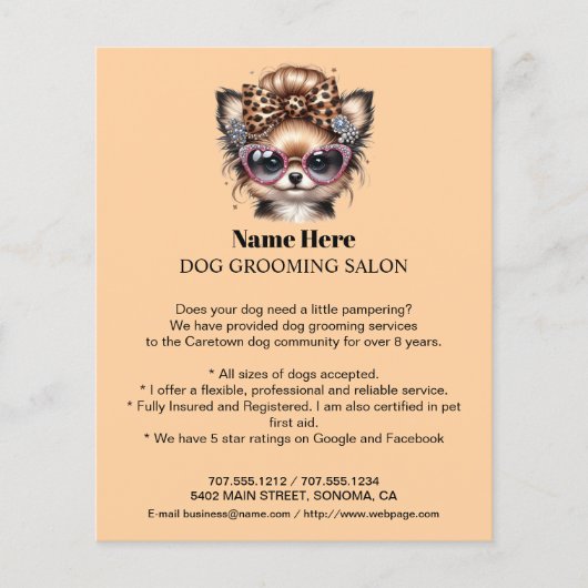 Dog grooming business personalized flyer (Voorkant)