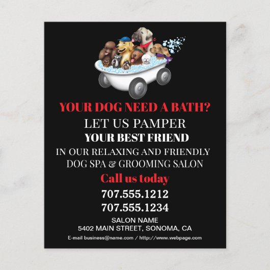 Dog grooming business personalized flyer (Voorkant)
