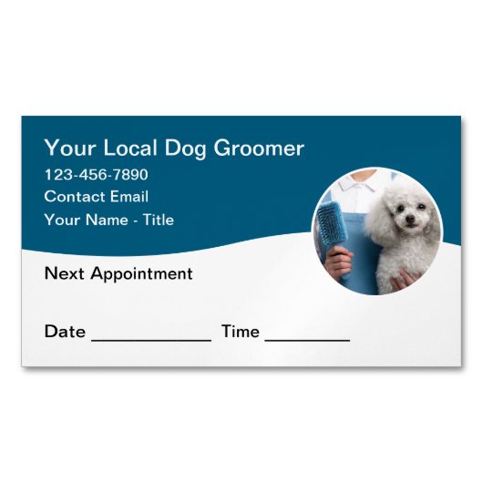 Dog Grooming Customer Magnetic Appointment Cards Magnetisch Visitekaartje (Voorkant)