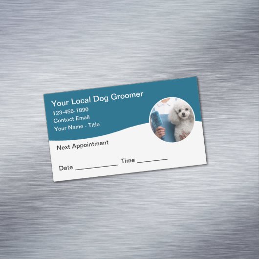 Dog Grooming Customer Magnetic Appointment Cards Magnetisch Visitekaartje (Voorbeeld)