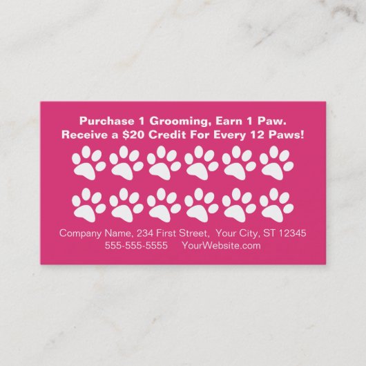 Dog Grooming Customer Rewards Kaart - Loyaliteit K Klantenkaartje (Voorkant)