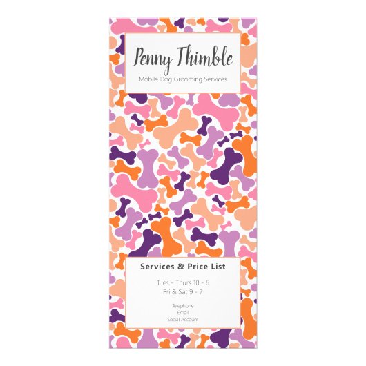 Dog Grooming, Doggie bone Groomer Reclamekaart (Voorkant)