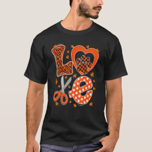 Dog Grooming for Women Mannen Black and Oranje Pla T-shirt