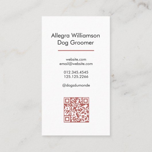 Dog Grooming Fun QR Code Visitekaartje (Achterkant)
