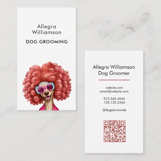 Dog Grooming Fun QR Code Visitekaartje (Voorkant / Achterkant)